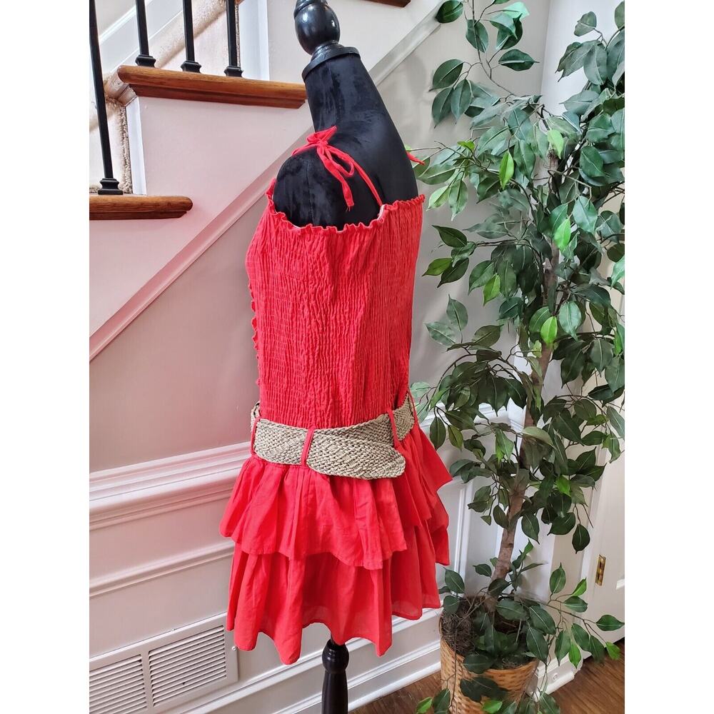 Chesley Women's Red 100% Cotton Sleeveless Casual Knee Length Dress Size L - Picture 8 of 12